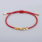 Handmade Tibetan Copper Bead Bracelet Buddhist Braided Cotton Luck Rope Bracelet Good Luck Success Amulet Women Men Vintage