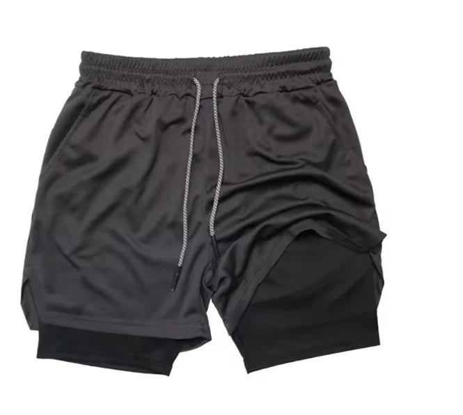 Camouflage Running Shorts, Men's Gym Sports Shorts 2-in-1, Quick Dry Exercise Training, Outdoor Sports Fitness Jogging Shorts