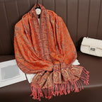 2025 new ethnic style retro shawl cashew flower geometric scarf cloak tassel scarf multi-color variety options available
