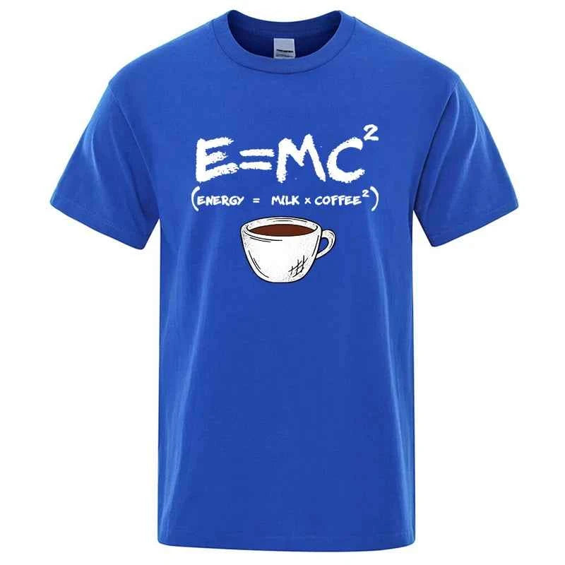 Summer Men T-shirt Cotton Blend Casual Funny Energy=Milk+Coffee Print Men Cool Loose O-neck Tops For Men Short Sleeve Male Tees