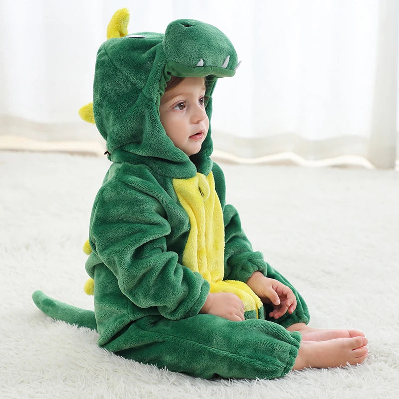 Winter Baby Rompers Baby Pijamas Panda Tiger Leopard Monkey Fox Animal Cartoon Hooded Jumpsuits Cosplay Costume Boys Girl Pajama
