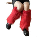 Foot Cover Faux Fur Furry Leg Warmers 40cm Japanese Style Lolita Boots Cover Kawaii Y2K Warm Knee Sleeve Autumn/Winter