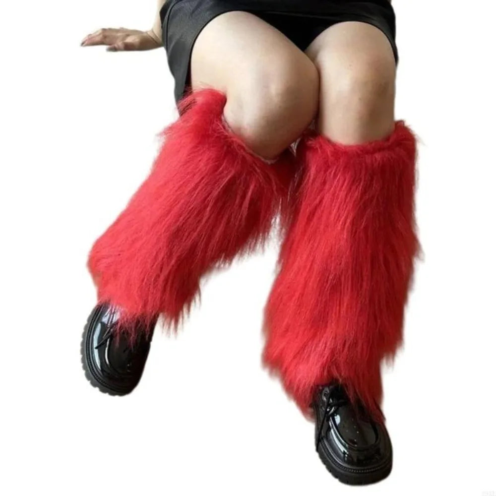 Foot Cover Faux Fur Furry Leg Warmers 40cm Japanese Style Lolita Boots Cover Kawaii Y2K Warm Knee Sleeve Autumn/Winter