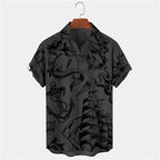 Vintage Men's Mermaid Print Shirts Boat Anchor Print Button Shirts Summer Ocean Element Shirts Men's Hawaiian Leisure Shirts