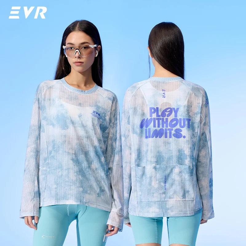 EVR Cycling Jersey Summer Casual Cycling Tops For Men and Women Long-sleeved T-shirt Quick-drying Road Bicycle Loose Cycling Top