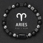 12 Constellation Zodiac Bracele Signs Beads Couples Bracelet Square Volcanic Stone Elastic Charm Bracelet for Women Men Gift