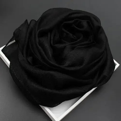 2025 Women's Pure Color Linen Scarf Long Bohemian Beach Wrap Shawl Summer Sunscreen Hijab Stole Versatile Fashion Accessory
