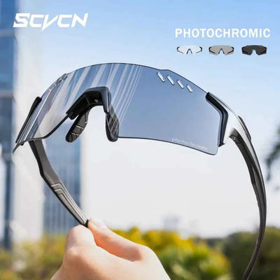 SCVCN Photochromic Bike Cycling Glasses UV400 Bicycle Riding Eyewear Sports MTB Outdoor Sports Golf Camping Driving Eyepieces