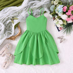 Children Baby Girls Lace Up Sling Summer Dress Princess Sleeveless Suspenders Dresses For 1-10 Years Cool Ventilated Kid Clothes