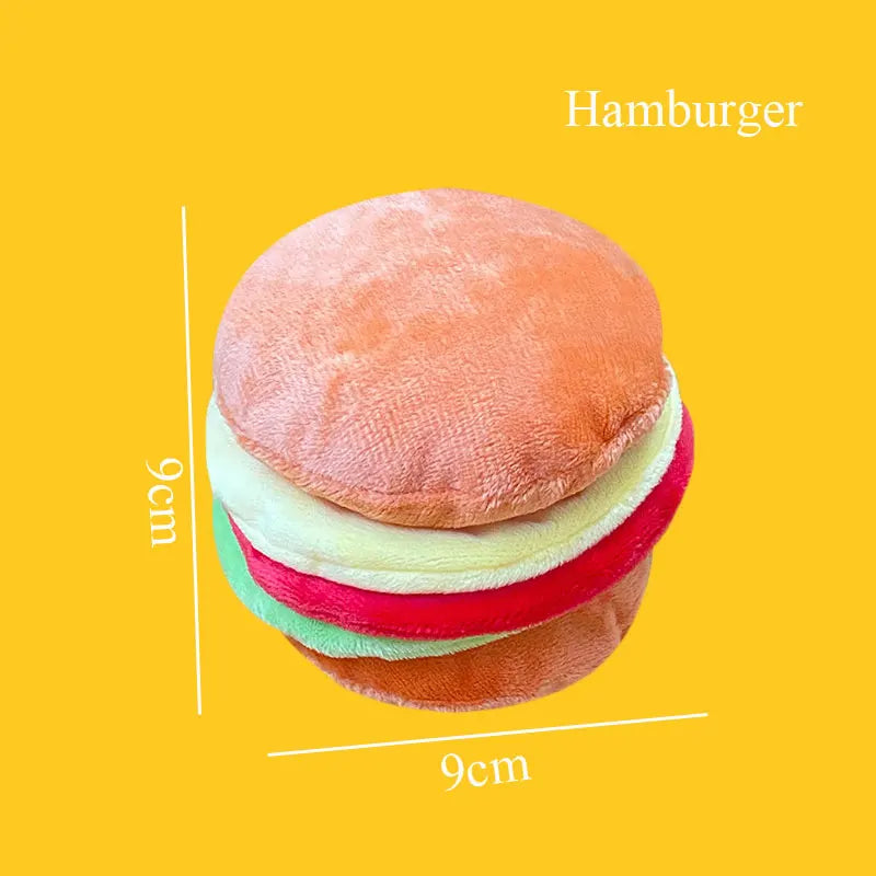 Plush Dog Toys – Squeaky Ice Cream, Fries & Hamburger Set