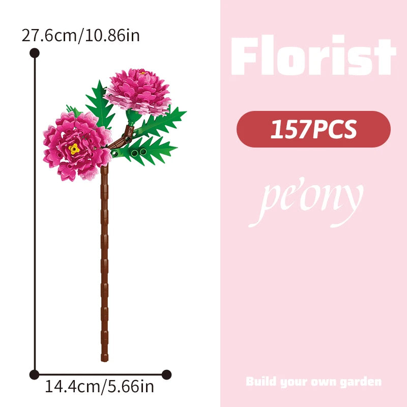 Building block bouquet simulation of flowers female gift assembly,small particle building block children's assembly toy