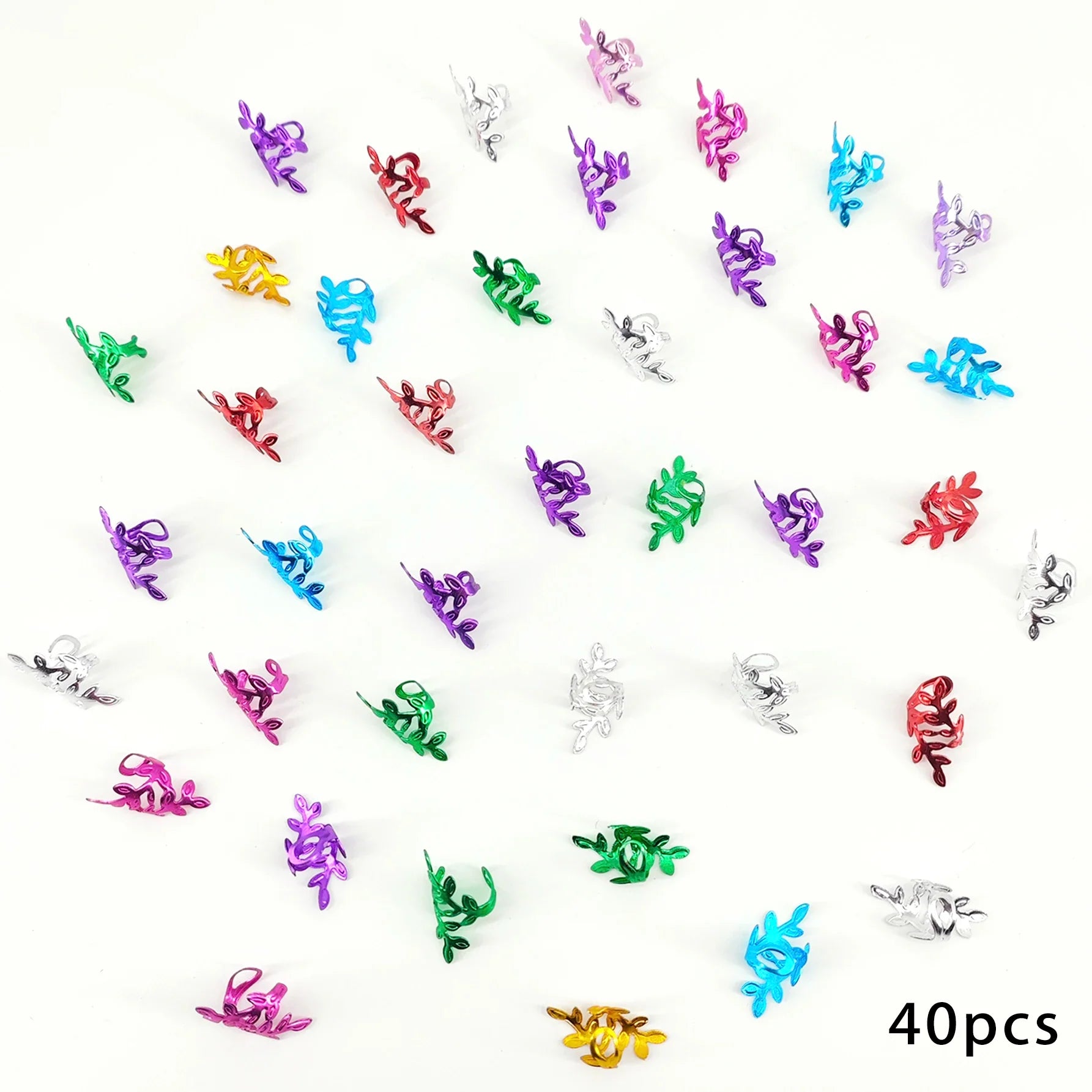 40Pcs Vine Leaf Shaped Alloy Hair Braid Ring Vintage Hair Pin For Dreadlock Women Girls summer Hair Accessories Loc Hair Jewelry