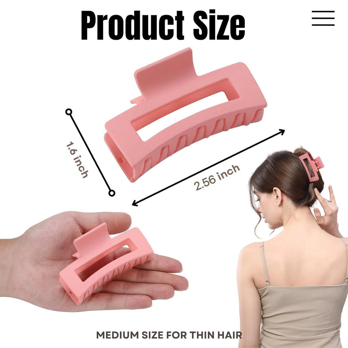 10Pcs Colorful Square Non-Slip Hair Claw Clips for Women 2.6 Inch Strong Hold Jaw Clip Bulk Hair Accessories for Daily Use Gift