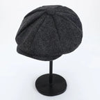 Retro Men’s Newsboy Cap – Classic Herringbone Octagonal Hat, British Style Flat Cap for Autumn & Winter, Vintage Painter Beret