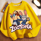 Spring Kid Boy Clothes Children Girls Disney Zootopia 2 Judy Hopps Nick Wilde Print Sweatshirt Top Baby Cartoon Pullover