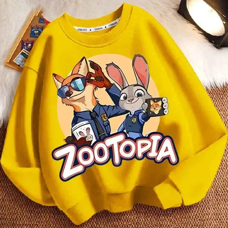 Spring Kid Boy Clothes Children Girls Disney Zootopia 2 Judy Hopps Nick Wilde Print Sweatshirt Top Baby Cartoon Pullover