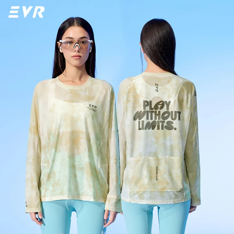 EVR Cycling Jersey Summer Casual Cycling Tops For Men and Women Long-sleeved T-shirt Quick-drying Road Bicycle Loose Cycling Top