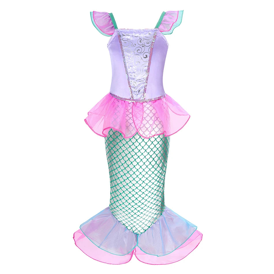 Girls Princess Dress Kid Cinderella Snow White Aurora Rapunzel Cinderella Halloween Costume Children Birthday Party Dress