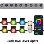 New Black RGB Eaves LED Lights Permanent Outdoor Lights String APP Bluetooth Light Strip Scene Modes House Party Wedding Light
