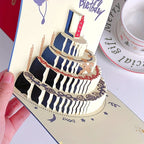 3D Happy Birthday Card Christmas Gift Card Birthday Cake Pop-Up Greeting with Envelope Christmas Invitation Cards