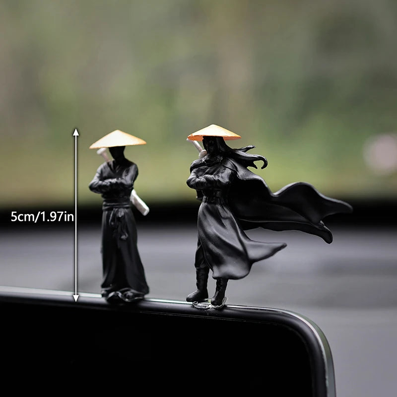 Decorative 50mm Resin Mini Figurines Ancient Sino-Japanese Samurai Warriors Office Cubicle Home Desktop Car Interior Model Gifts