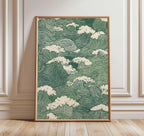 Japanese Crane Wall Art Red Sun Pine Tree Vintage Poster