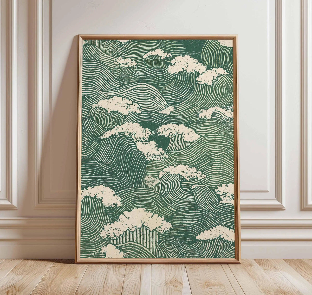 Japanese Crane Wall Art Red Sun Pine Tree Vintage Poster