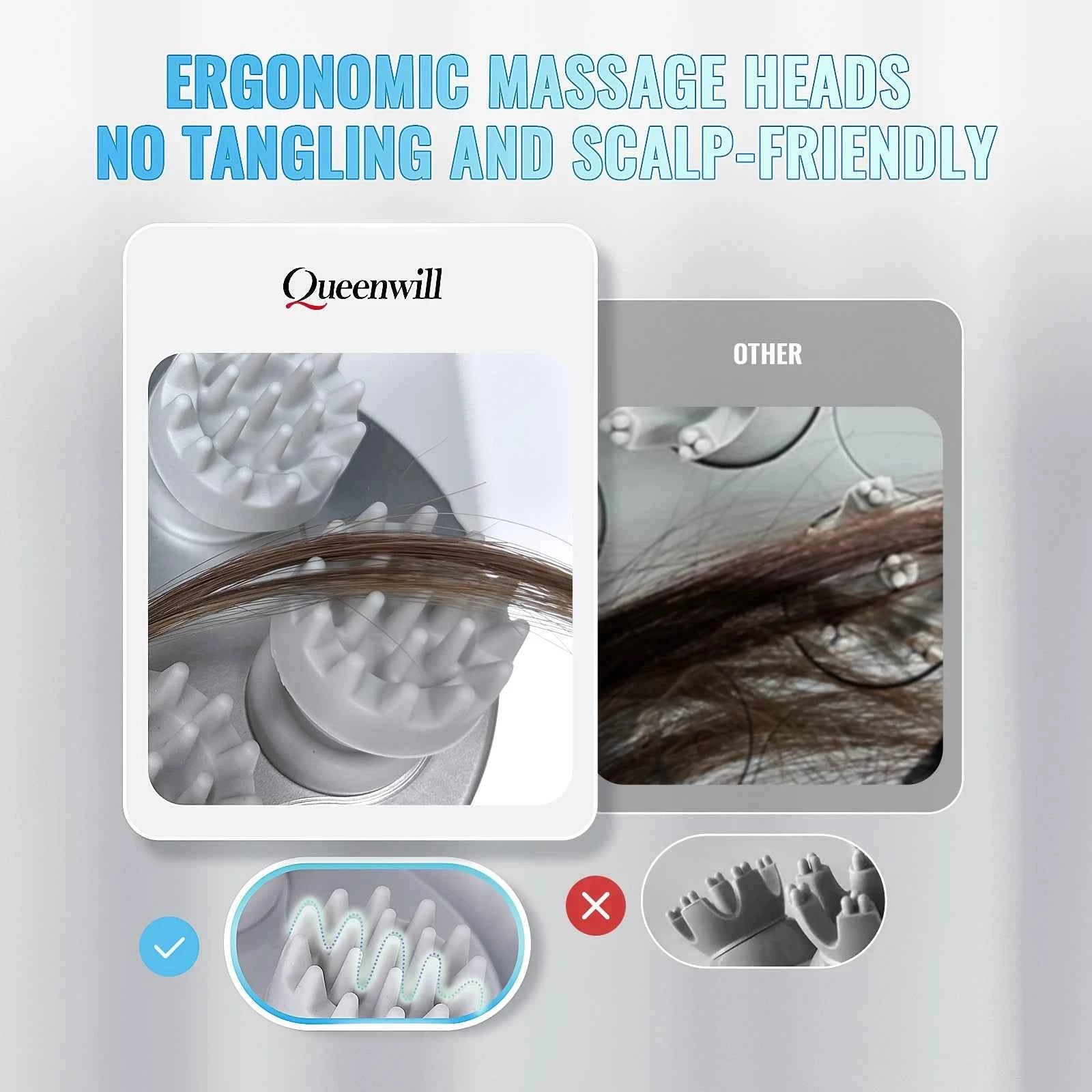 Electric Head Scalp Massager Body Massage Neck Deep Tissue 4 Kneading for Hair Growth Wireless Stress Relax and Cat Pet Claw