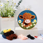 DIY Punch Needle Kits for Beginners Cute Animal with Hoop Embroidery Punch Needle Starter Craft Set Giraffe Festival Gift