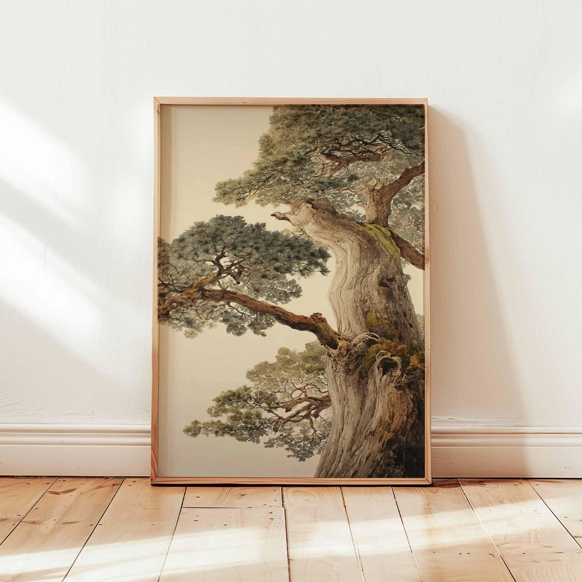 Japanese Crane Wall Art Red Sun Pine Tree Vintage Poster