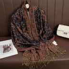 2025 new ethnic style retro shawl cashew flower geometric scarf cloak tassel scarf multi-color variety options available