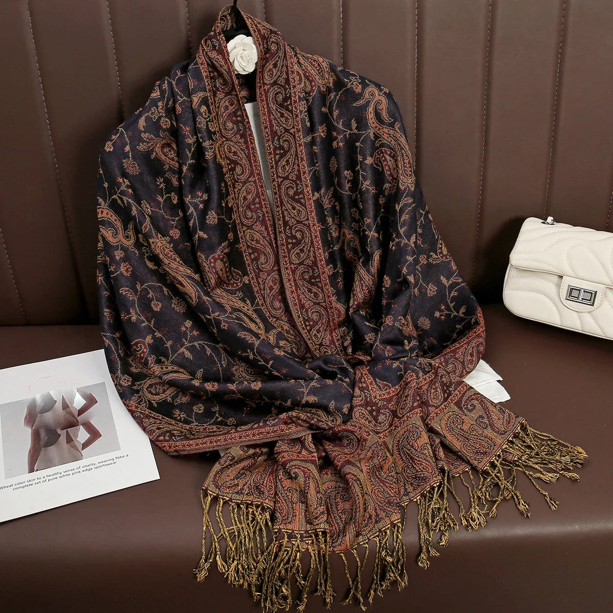 2025 new ethnic style retro shawl cashew flower geometric scarf cloak tassel scarf multi-color variety options available