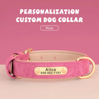 Personalized Dog Collar Custom Engraved PU Leather Dog Collars Free Engraving ID Tag Nameplate For Small Medium Large Dogs - WTN Essentials 