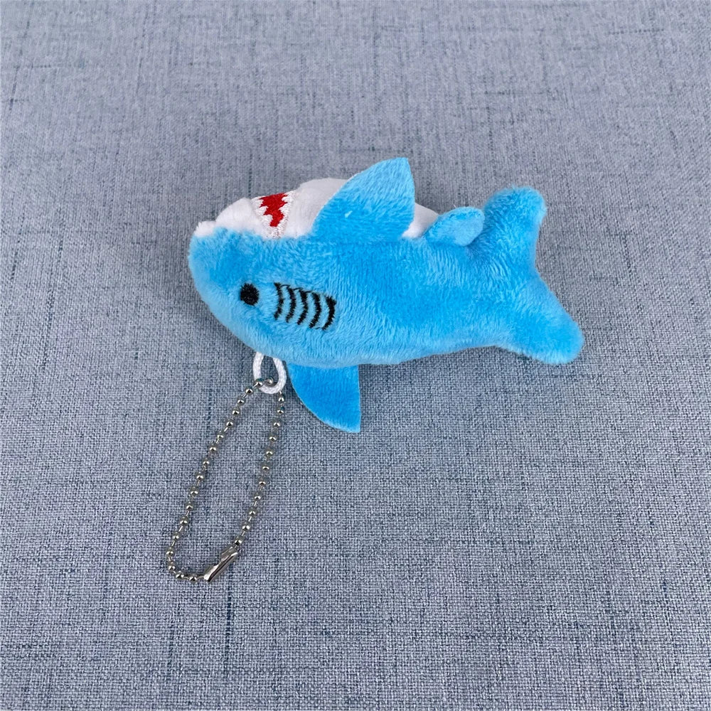 NEW 3Colors , Size 8CM Stuffed Plush Shark Ocean Animal Plush Toy Doll , With Keychain Gift