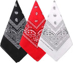 Hip Hop Cowboy Paisley Scarf Large Bandana Head Square Scarf Men Women 55x55cm Black Red White