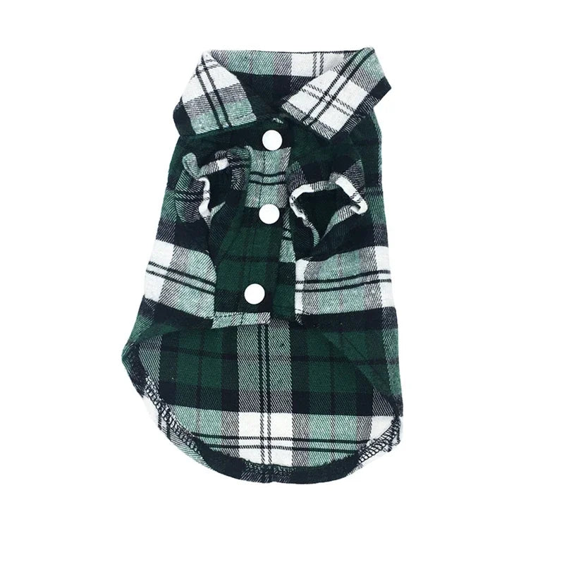 British Style Plaid Dog Shirt – Cotton Pet Clothes for Small Dogs & Cats