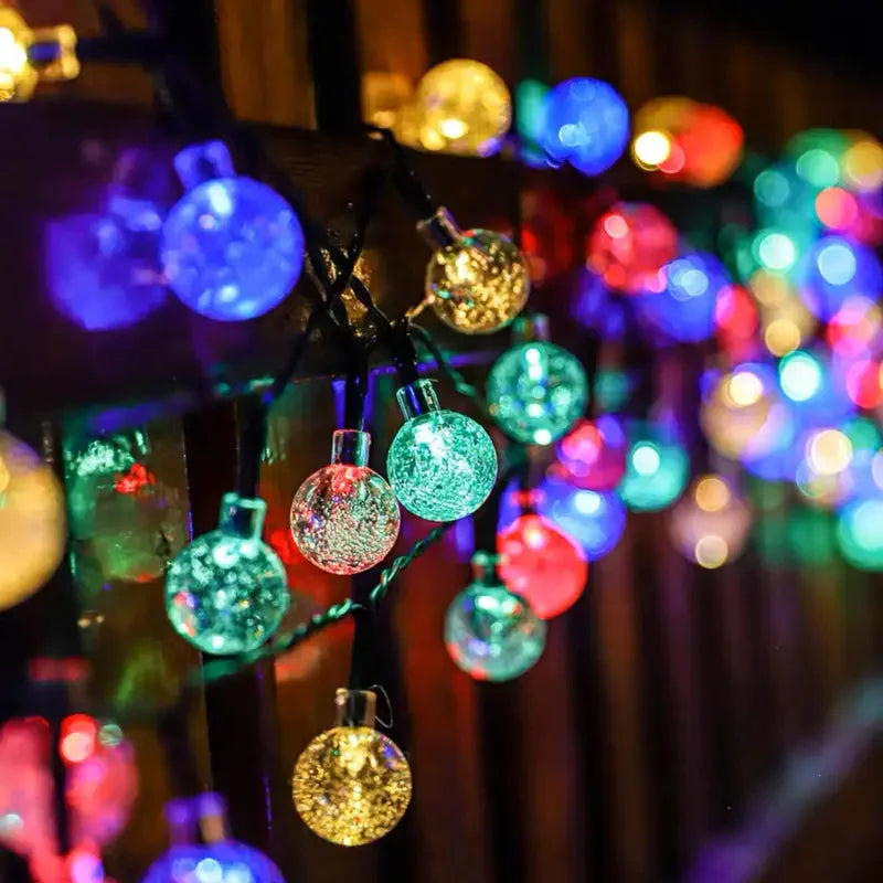 LED Solar String Lights Outdoor Crystal Ball String Light 8 Modes Lighting Solar Camping Lamp for Halloween Christmas Decoration