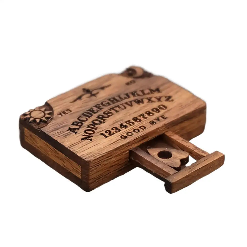 Mini Ouija Board Retro Miniature Spirit Board With Drawer Wooden Miniatures Emotional Love Drawer Home Decoration Gift