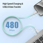 Type C to C Colored Nylon Braided Cable PD 60W for IPhone17/16/15, iPad Pro, Macbook, Samsung S24/23, Durable & Fast Charging.