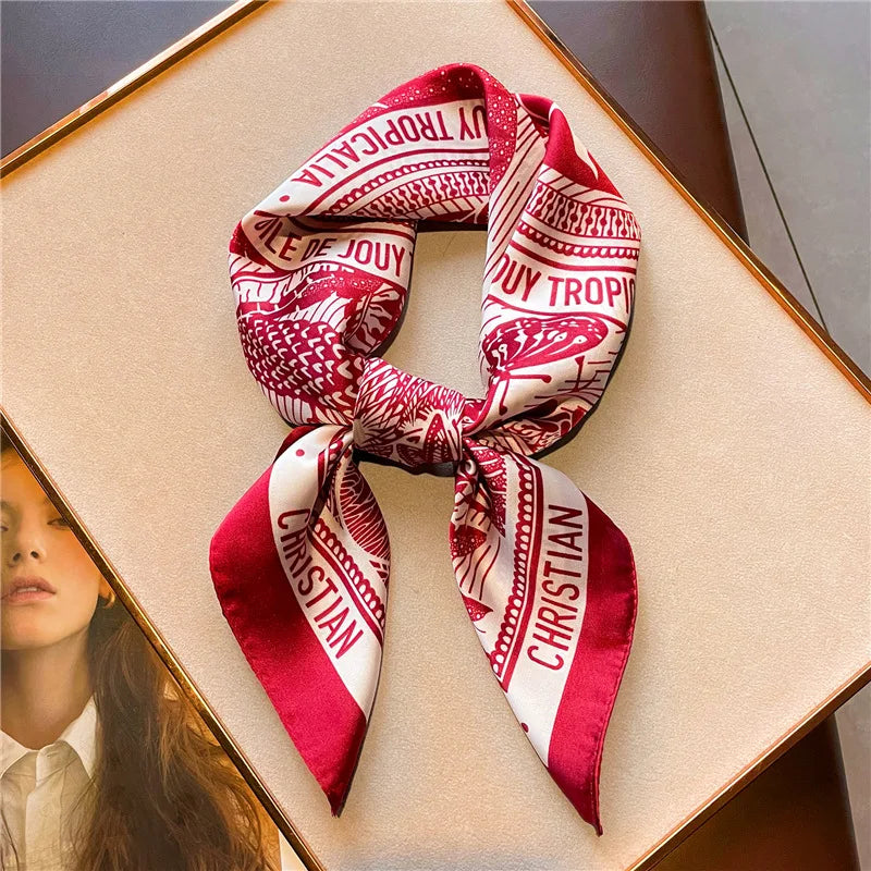 2024 Popular Square Shawls Luxury Sunscreen Satin Kerchief Four Seasons 90X90CM Silk Scarves Fashion Letter Headcloth Scarf Bag