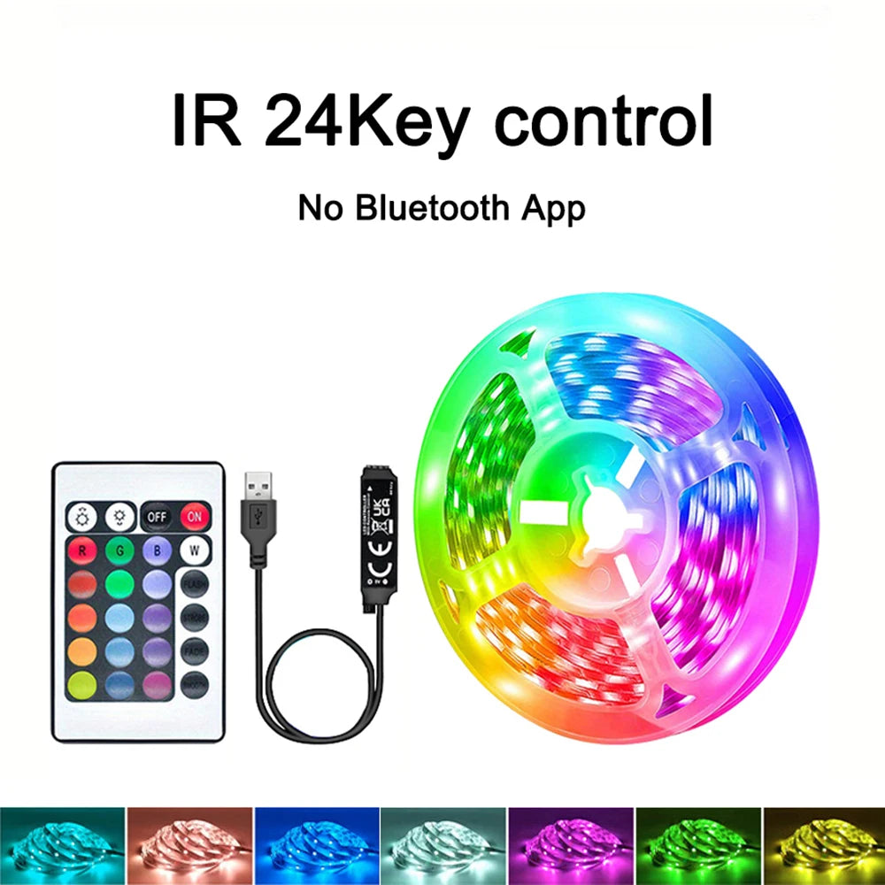 40M/131Ft Led Strip Lights APP 44Keys Music Sync Remote Control USB 5V RGB Flexible Tape for Room Decoration TV Backlight Diode