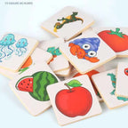 Wooden Montessori Find Shape Toy Animal Fruit Shadow Pairing Shape Puzzle Thinking Game Early Educational Toy Gift for Children