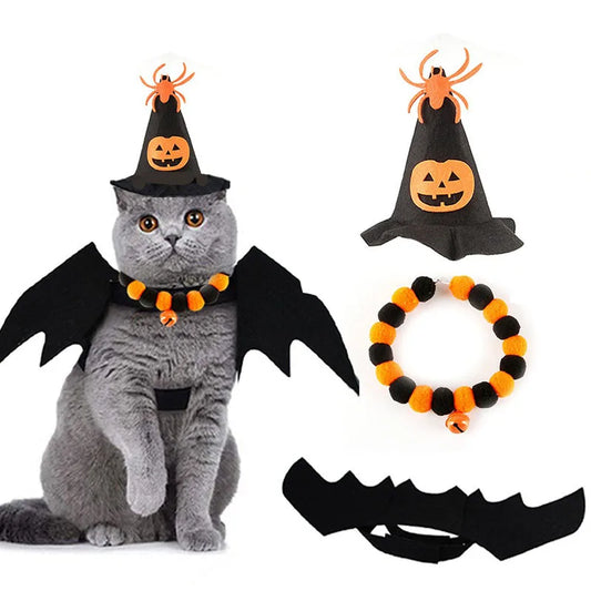 Cat Halloween Costume – Bat Wings, Hat & Necklace Set