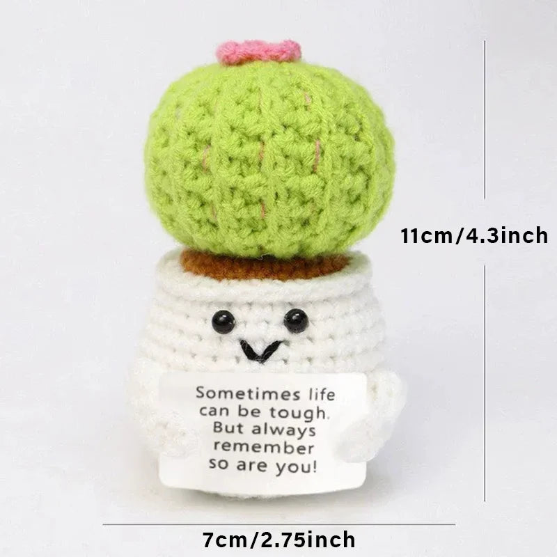 Positive Energy Duck Doll Hug Pocket Mini Handmade Plush Wool Knitting Dolls Funny Emotional Support Crochet Gift for Birthday