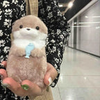 Delightful Otter Plush Keychain with Fish Pendant; Cute Charm for School Bags or Wallet Decorations