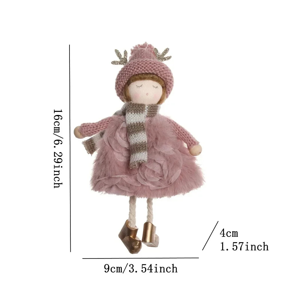 Christmas plush antlers angel girl pendant Christmas tree pendant creative doll pendant gift