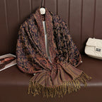 2025 new ethnic style retro shawl cashew flower geometric scarf cloak tassel scarf multi-color variety options available