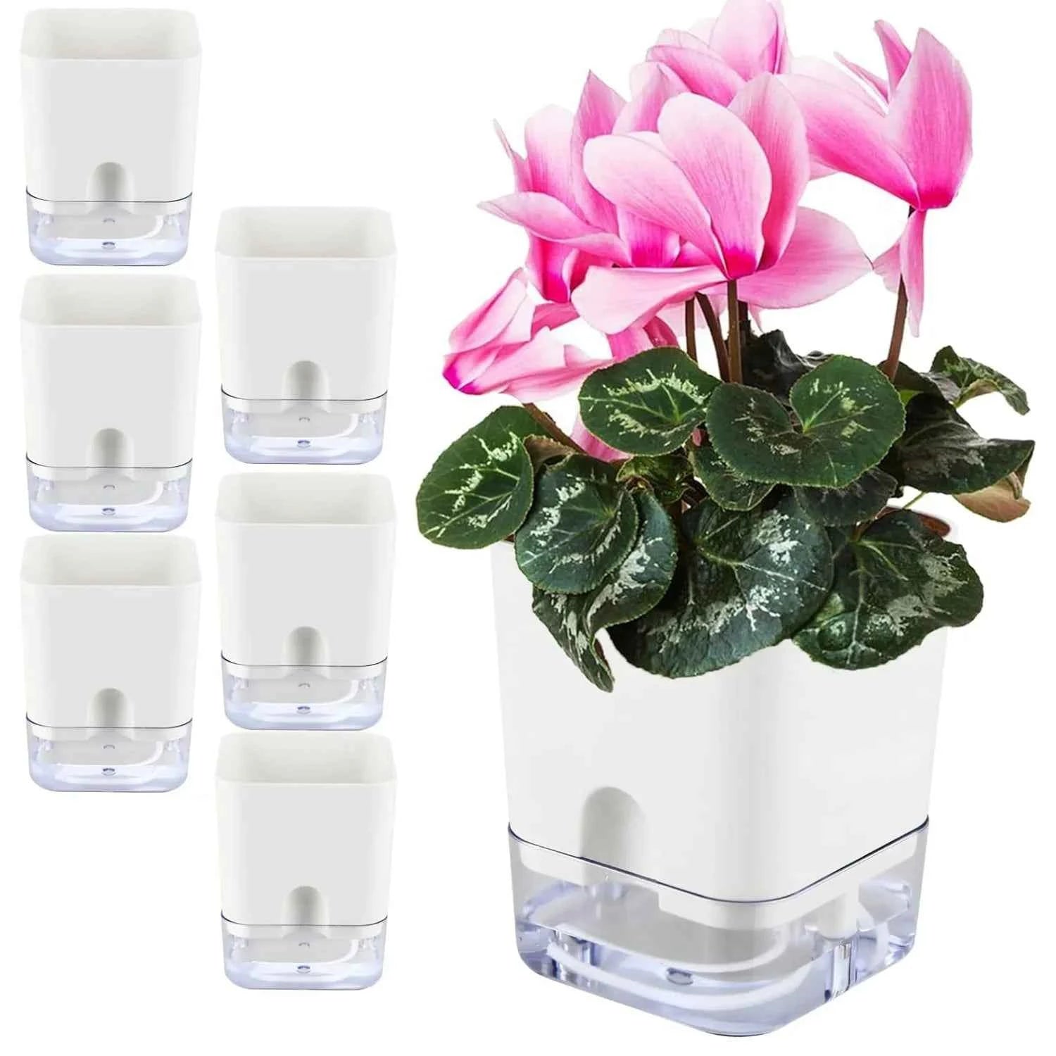 New Self Watering Plant Pot Magnetic Plastic Self-absorbent Cotton Rope Flowerpot For Double-deck Lazy Plant Pot Garden Supplies