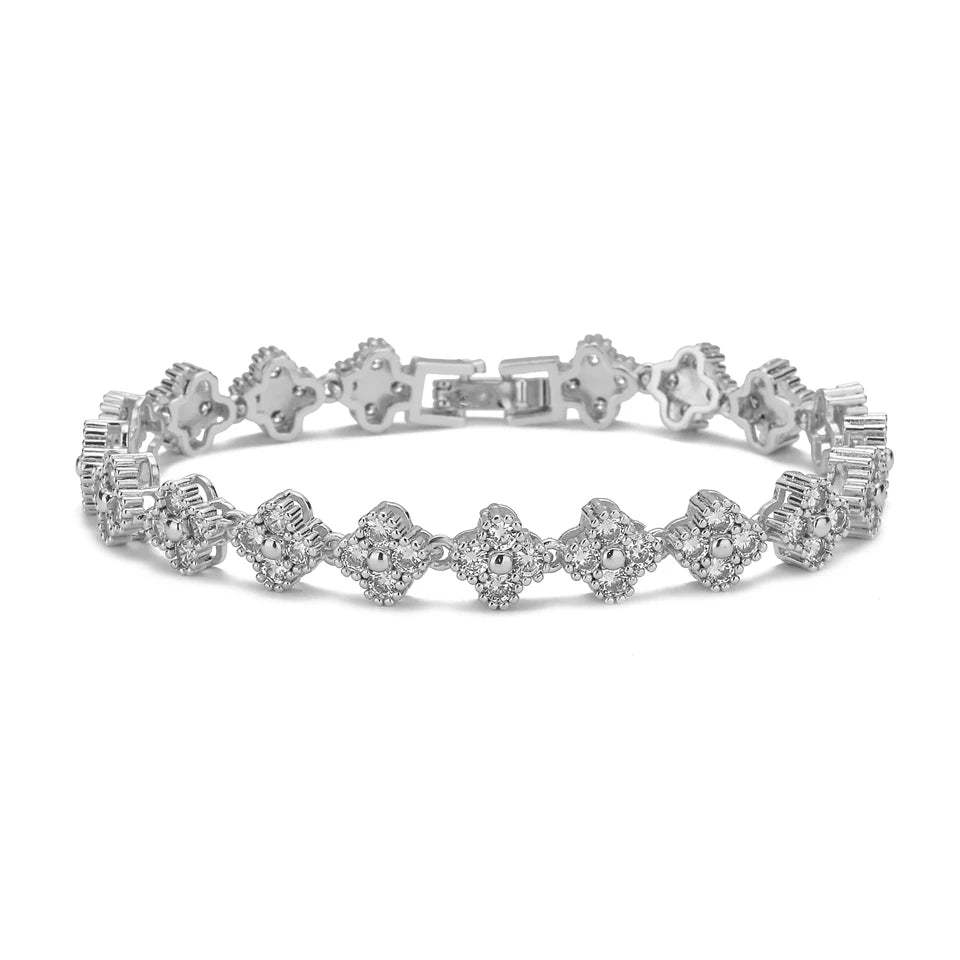 RAKOL Colorful Clover Zircon Bracelet Fashion Charm Gorgeous Charm Exquisite Cute Sweet Shining Crystal Jewelry Gift