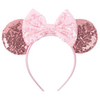 1pc Disney Cute Cartoon Minnie Headband Sequins Ears Bow Hair Hoops Purple Pink Women's Headband for Holiday Party Perfect Gifts